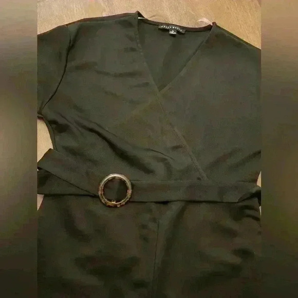 Haute Monde Wide Leg Belted Jumpsuit Crossbody Short Sleeve Black Small - Picture 3 of 4